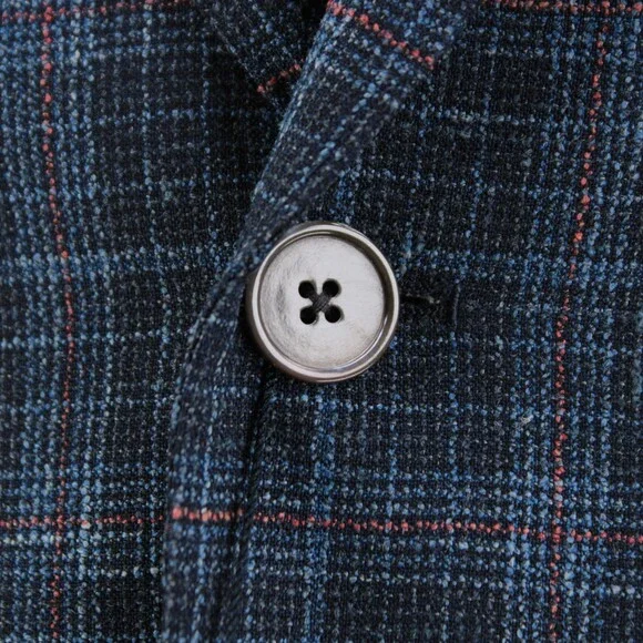 Cardinal of Canada NWT Wool Blend Sport Coat Size 40S US In Blue w/ Coral Plaid